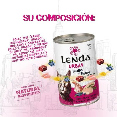Lenda Urban Comida Húmeda para Gatos Pollo con Buey y Arándanos