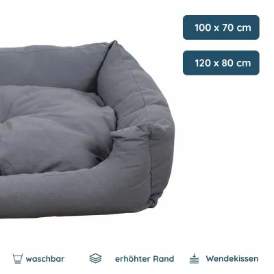 SunnyDogs Hundebett grau mit Wendekissen
