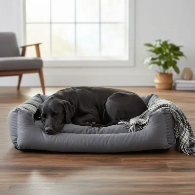 SunnyDogs Hundebett grau mit Wendekissen SunnyDogs Hundebett grau mit Wendekissen