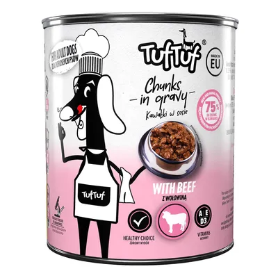 TufTuf Nassfutter für Hunde – Stücke in Sauce Dose 800 g
