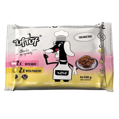 TufTuf Nassfutter für Hunde – Sortenmix Beutel 4 x 100 g TufTuf Nassfutter für Hunde – Sortenmix Beutel 4 x 100 g