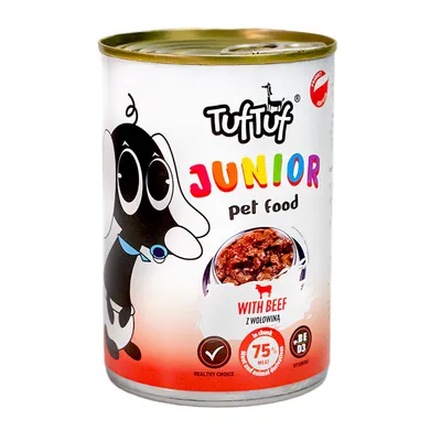 TufTuf Junior Nassfutter für Welpen – Stücke in Sauce Dose 415 g TufTuf Junior Nassfutter für Welpen – Stücke in Sauce Dose 415 g