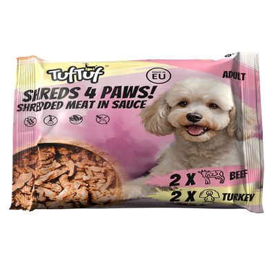 TufTuf Nassfutter für Hunde – Zarte Stücke in Sauce 4 x 100 g