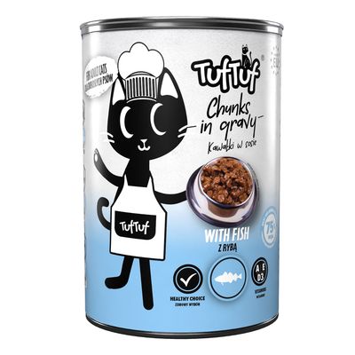 TufTuf Nassfutter für Katzen – Stücke in Sauce Dose 415 g