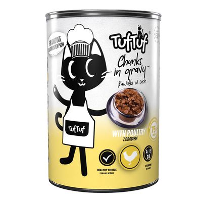 TufTuf Nassfutter für Katzen – Stücke in Sauce Dose 415 g