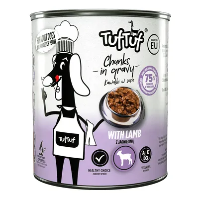 TufTuf Nassfutter für Hunde – Stücke in Sauce Dose 800 g TufTuf Nassfutter für Hunde – Stücke in Sauce Dose 800 g