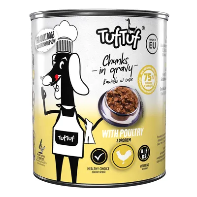 TufTuf Nassfutter für Hunde – Stücke in Sauce Dose 800 g TufTuf Nassfutter für Hunde – Stücke in Sauce Dose 800 g