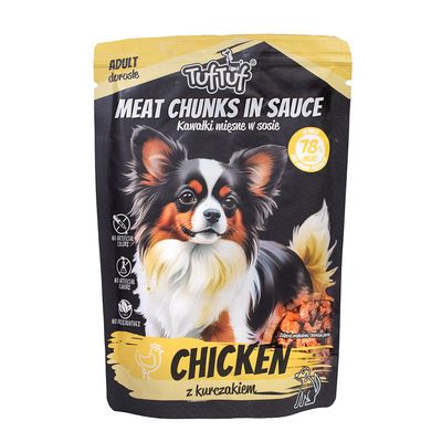 TufTuf Nassfutter für Hunde – Fleischstücke in Sauce Beutel 100 g