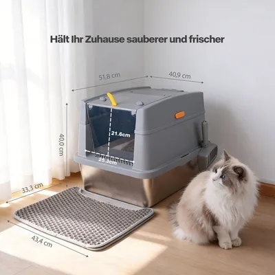 All For Paws Edelstahl Katzentoilette mit Schaufel & Matte All For Paws Edelstahl Katzentoilette mit Schaufel & Matte