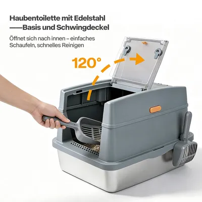 All For Paws Edelstahl Katzentoilette mit Schaufel & Matte All For Paws Edelstahl Katzentoilette mit Schaufel & Matte