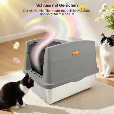 All For Paws Edelstahl Katzentoilette mit Schaufel & Matte All For Paws Edelstahl Katzentoilette mit Schaufel & Matte