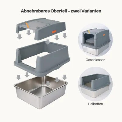 All For Paws Edelstahl Katzentoilette mit Schaufel & Matte All For Paws Edelstahl Katzentoilette mit Schaufel & Matte