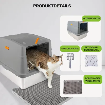 All For Paws Edelstahl Katzentoilette mit Schaufel & Matte All For Paws Edelstahl Katzentoilette mit Schaufel & Matte