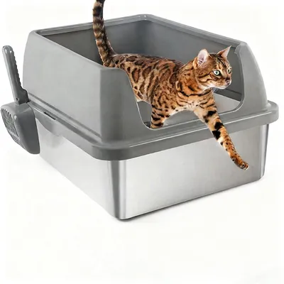 All For Paws Offene Edelstahl Katzentoilette mit Schaufel All For Paws Offene Edelstahl Katzentoilette mit Schaufel