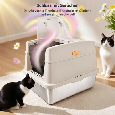 All For Paws Edelstahl Katzentoilette mit Schaufel & Matte