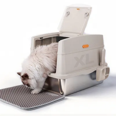 All For Paws Edelstahl Katzentoilette mit Schaufel & Matte