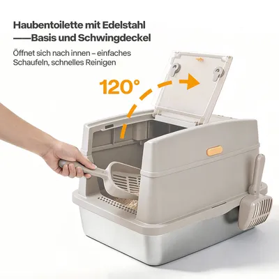 All For Paws Edelstahl Katzentoilette mit Schaufel & Matte