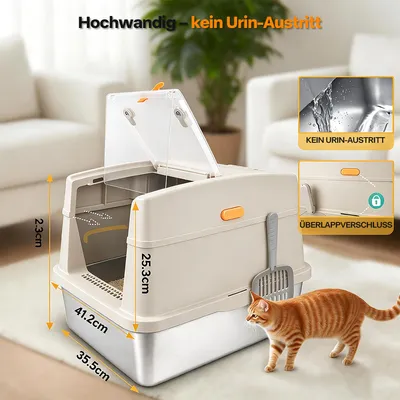 All For Paws Edelstahl Katzentoilette mit Schaufel & Matte