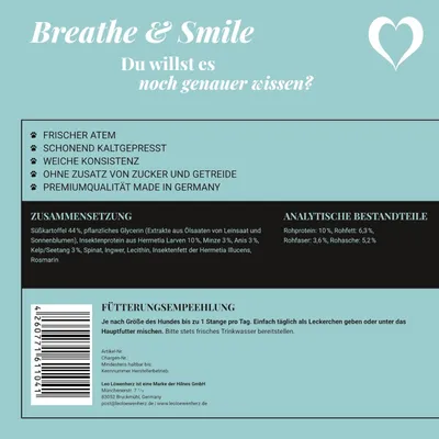 LEO LÖWENHERZ Breathe and Smile 400g Dental Sticks für Hunde mit Minze LEO LÖWENHERZ Breathe and Smile 400g Dental Sticks für Hunde mit Minze