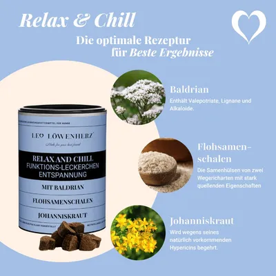 LEO LÖWENHERZ Relax and Chill 370g Beruhigungsleckerlis für Hunde LEO LÖWENHERZ Relax and Chill 370g Beruhigungsleckerlis für Hunde