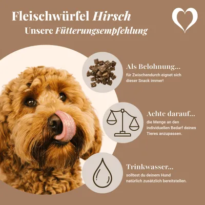 LEO LÖWENHERZ Fleischwürfel Hirsch 0,5kg Hundebelohnungswürfel