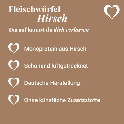 LEO LÖWENHERZ Fleischwürfel Hirsch 0,5kg Hundebelohnungswürfel