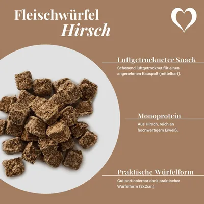 LEO LÖWENHERZ Fleischwürfel Hirsch 0,5kg Hundebelohnungswürfel