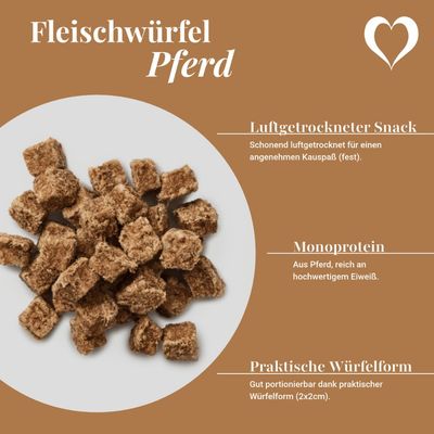 LEO LÖWENHERZ Fleischwürfel Pferd 0,5kg Hundebelohnungssnack