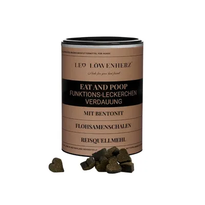 LEO LÖWENHERZ Eat and Poop 370g Hundeleckerli mit Flohsamenschalen LEO LÖWENHERZ Eat and Poop 370g Hundeleckerli mit Flohsamenschalen