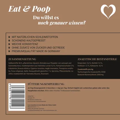 LEO LÖWENHERZ Eat and Poop 370g Hundeleckerli mit Flohsamenschalen LEO LÖWENHERZ Eat and Poop 370g Hundeleckerli mit Flohsamenschalen