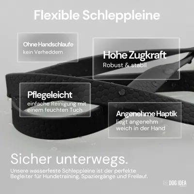 THE DOG IDEA Schleppleine für Hunde Schwarz
