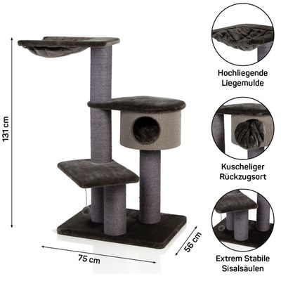 Canadian Cat Company Kratzbaum COONY 130 mit dicken Sisalsäulen