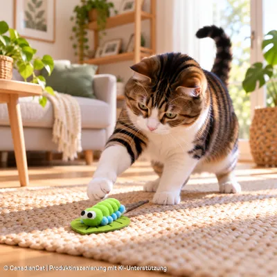 Canadian Cat Company Katzenspielzeug aus Matatabi und Filz Raupe auf Blatt Canadian Cat Company Katzenspielzeug aus Matatabi und Filz Raupe auf Blatt