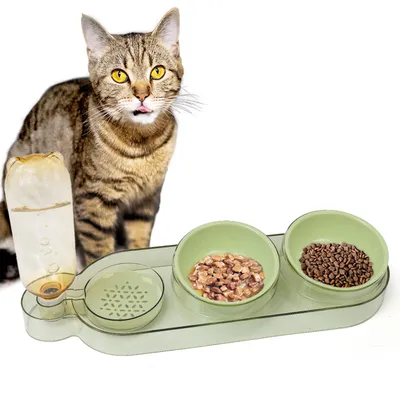 CATOBEL Futterbar Dinner Station mit 2 Näpfen und Wasserspender