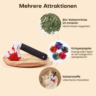 Yiankon Katzenkissen im Horror-Messerdesign, 4er-Set mit Katzenminze