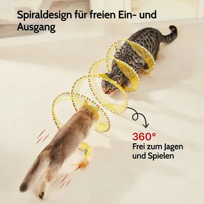 Yiankon Chat Tunnel Spirale 51 cm avec Plume