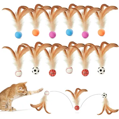 Yiankon Katzenspielzeug – springende Bälle mit Federn