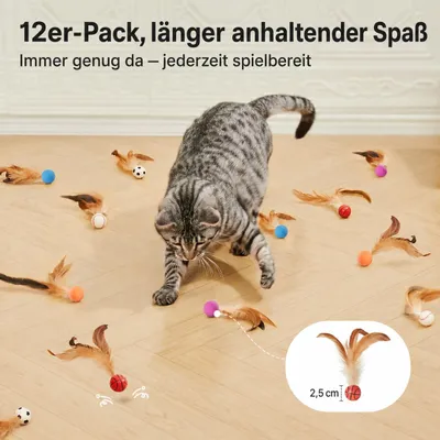 Yiankon Katzenspielzeug – springende Bälle mit Federn