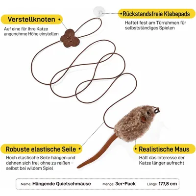 Yiankon Katzenspielzeug Mäuse 3er Set zum Aufhängen