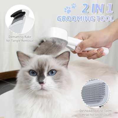 Yiankon Brosse chat auto-nettoyante avec bouton de déverrouillage