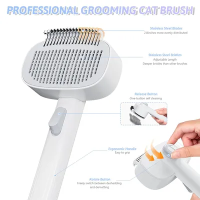 Yiankon Brosse chat auto-nettoyante avec bouton de déverrouillage Yiankon Brosse chat auto-nettoyante avec bouton de déverrouillage