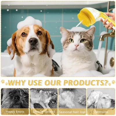 Yiankon Brosse bain chien avec distributeur de savon Yiankon Brosse bain chien avec distributeur de savon