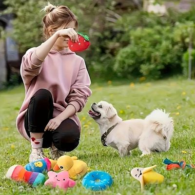 Fukumaru Lot de 16 peluches chien bruissantes à mordre