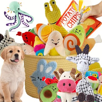 Fukumaru Lot de 16 peluches chien bruissantes à mordre