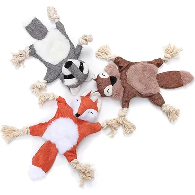 Yiankon Lot de 3 jouets couineurs en corde pour chien  avec papier froissé