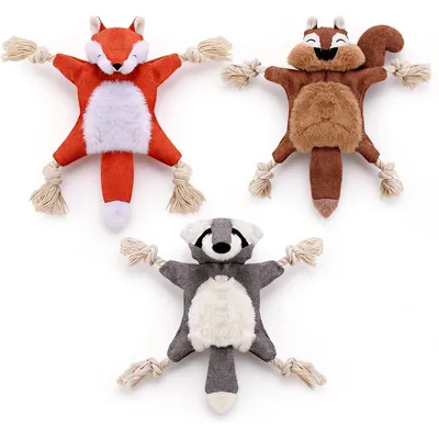 Yiankon Lot de 3 jouets couineurs en corde pour chien  avec papier froissé