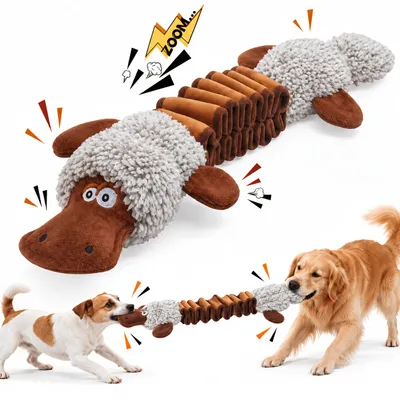 Fukumaru Peluche chien à tirer avec bruisseur interactif