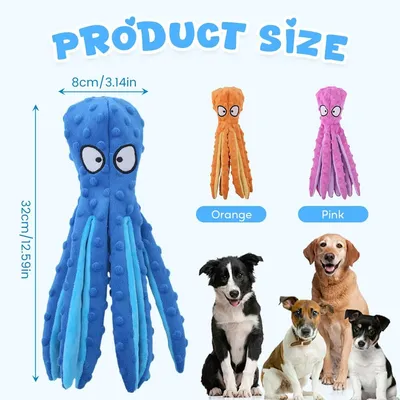 Yiankon Hundespielzeug Oktopus ohne Füllung langlebig quietschendes Yiankon Hundespielzeug Oktopus ohne Füllung langlebig quietschendes