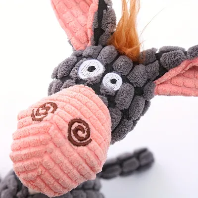 Fukumaru Peluche chien forme âne avec bruiteur BB sonore