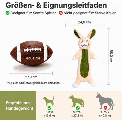 Yiankon Hundespielzeug ohne Füllung Faultier und Hase aus Plüsch
